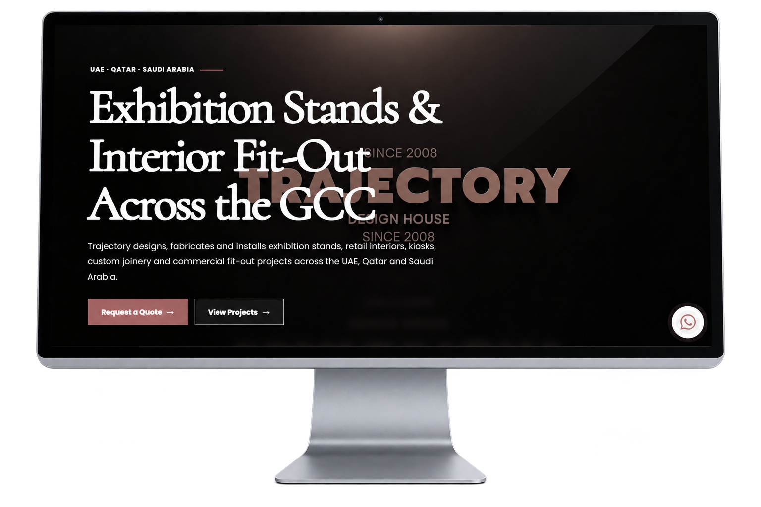 Trajectory Projects UAE fit-out website homepage mockup
