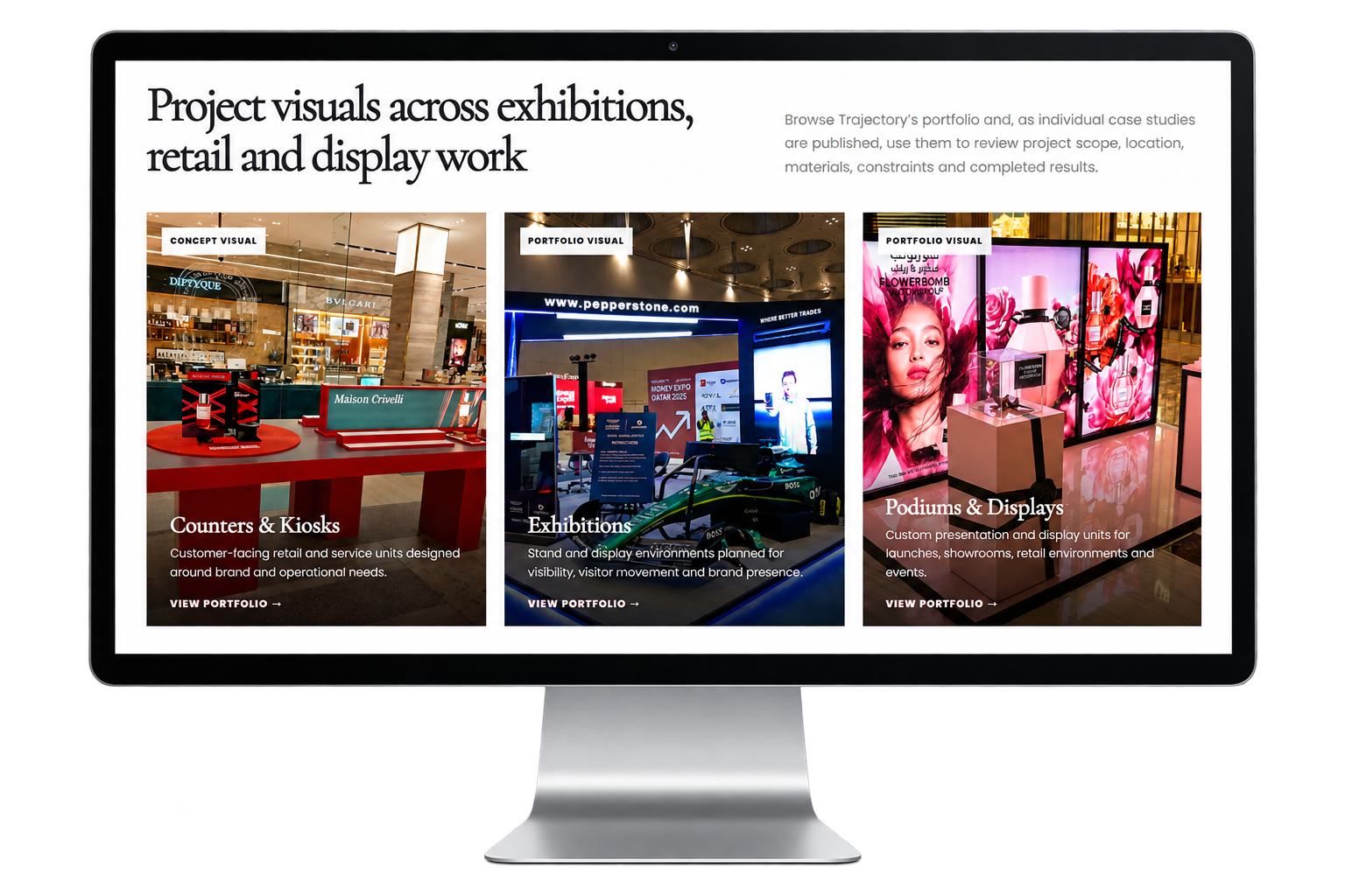 Trajectory Projects retail fit-out website project mockup