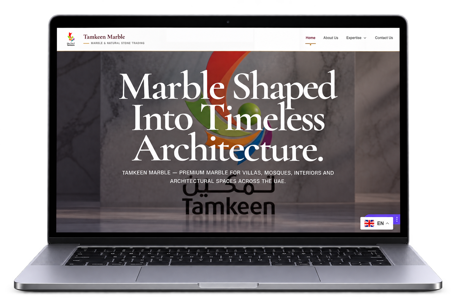 Tamkeen Marble UAE website homepage mockup