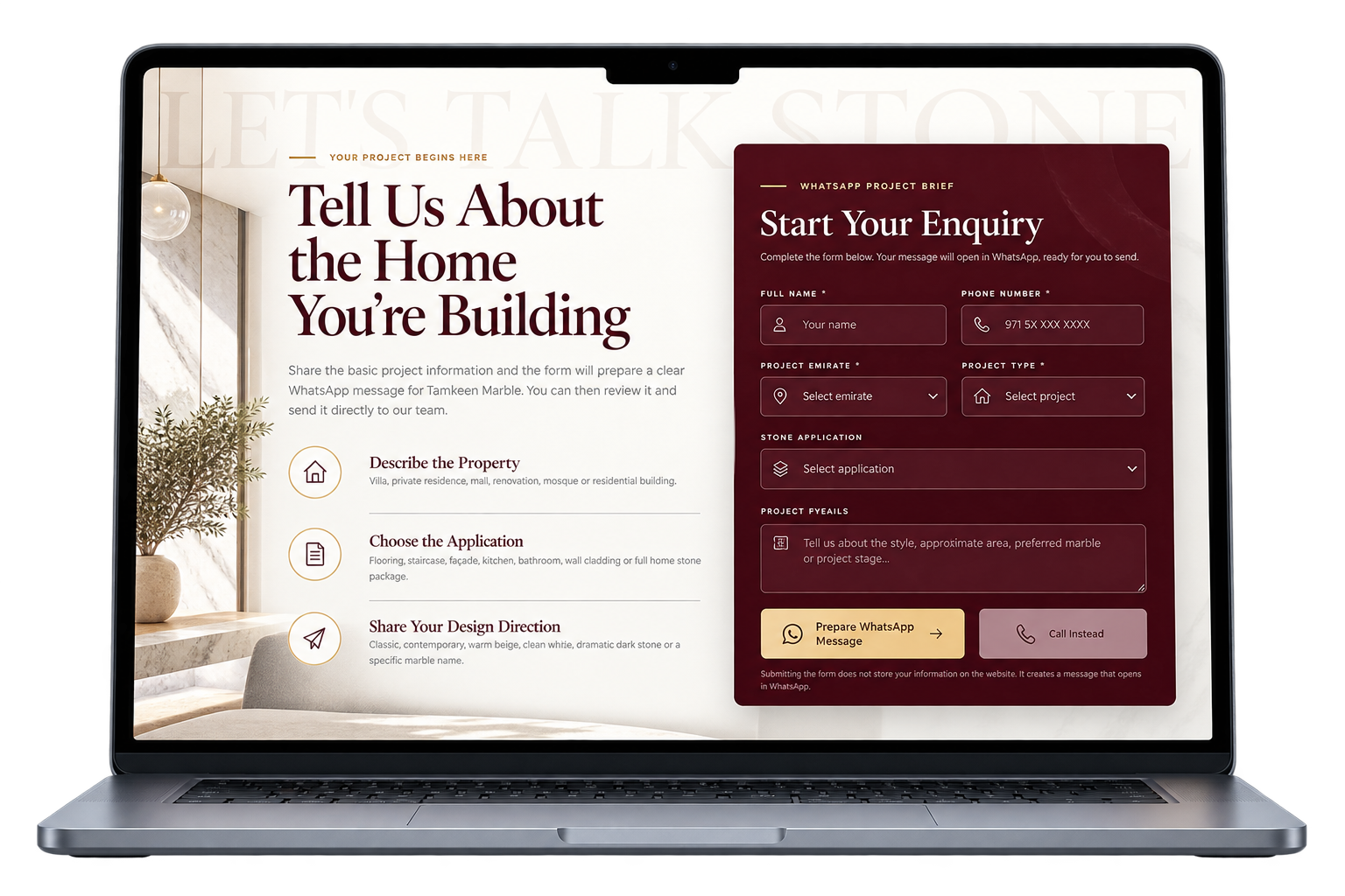 Tamkeen Marble natural stone website collection mockup